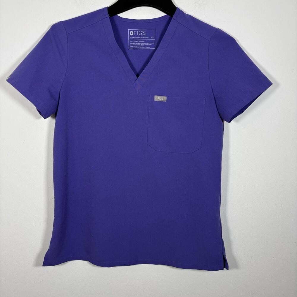 Figs Women's Tech Collection Catarina Scrub Top XS Purple Shirt Medical Nurse‎